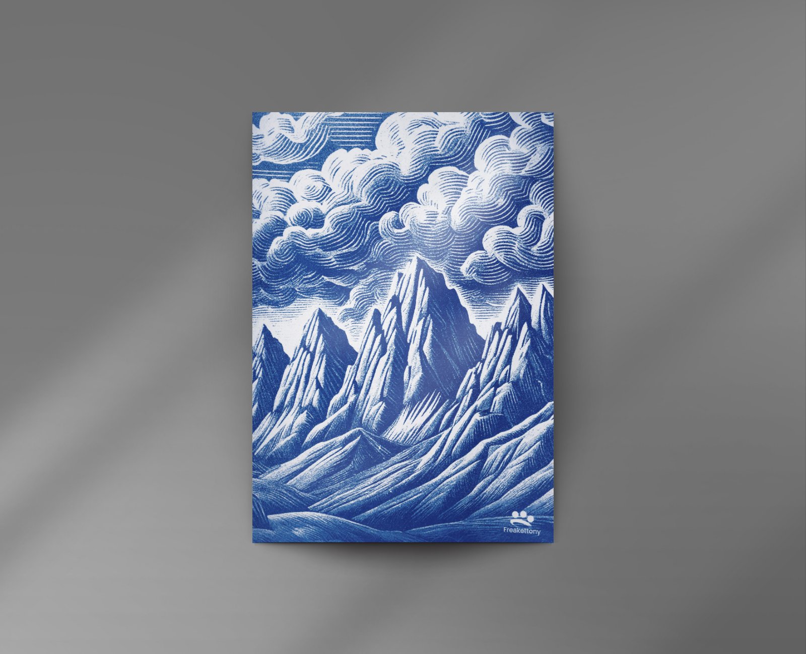 Peaks cyanotype print